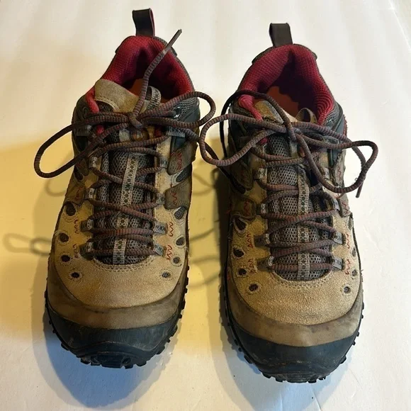 Merrell Arc Ventilator Chameleon hiking trail shoes brown & red Vibram soles - Picture 2 of 9